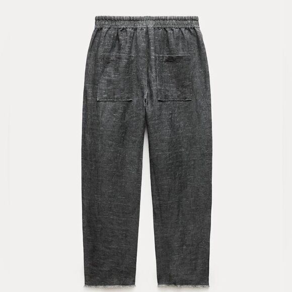 ZARA ZW COLLECTION LINEN BLEND JOGGER PANTS - Picture 4 of 12